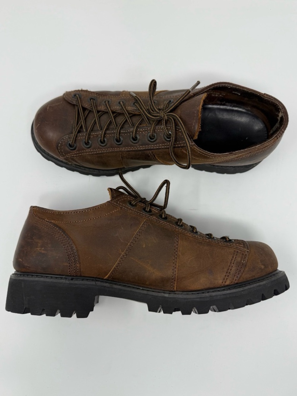 Frye Leather Oxford Shoes Brown Vibram Sole Rugged Lace Up Mens Size 10.5